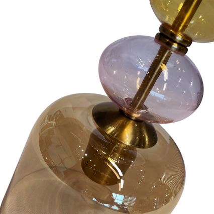 Lustră suspendată pe cablu TROPEA 1xE27/15W/230V negru/fumuriu bej/roz