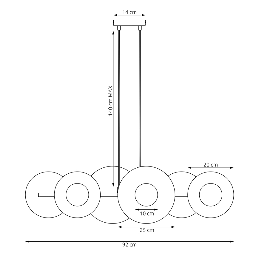 Lustră suspendată pe cablu UMBRA, 6x G9, 8W, 230V, negru