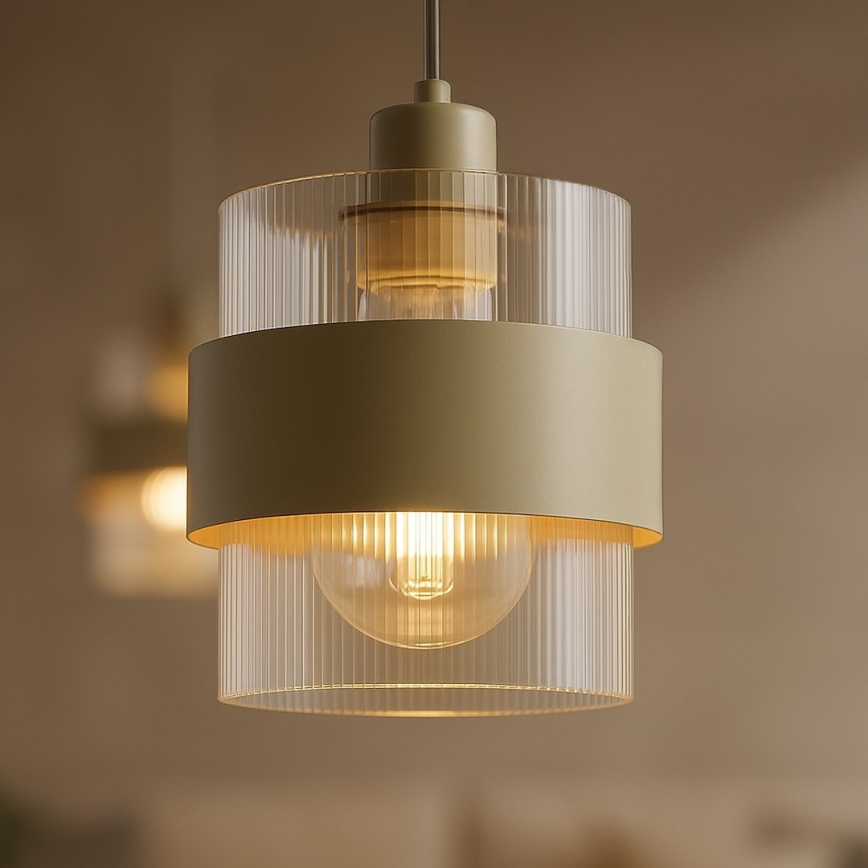 Lustră suspendată pe cablu VALENTINO 1xE27/15W/230V bej/transparent