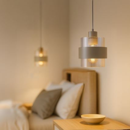 Lustră suspendată pe cablu VALENTINO 1xE27/15W/230V bej/transparent