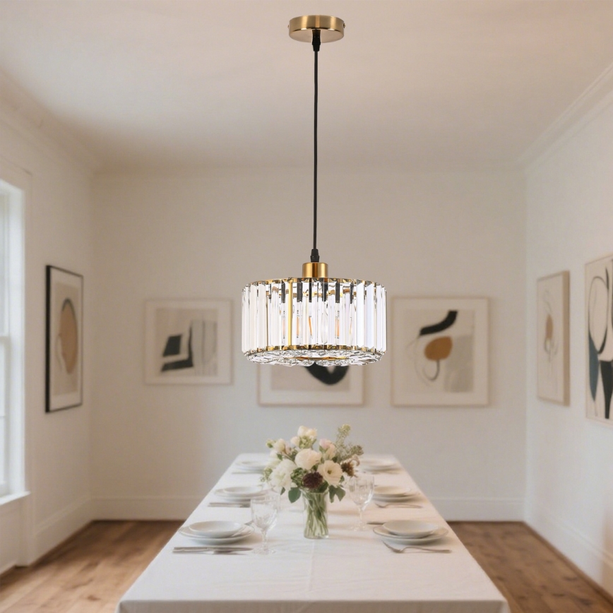 Lustră suspendată pe cablu VETRO, 1xE27/60W/230V, aurie