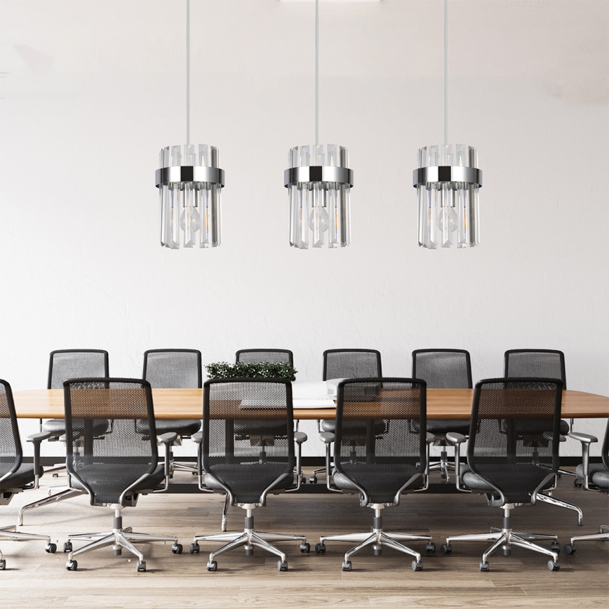 Lustră suspendată pe cablu VETRO, 3xE14/10W/230V, crom lucios