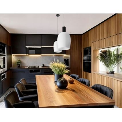 Lustră suspendată pe cablu WOLKEN 1xE27/40W/230V alb/negru