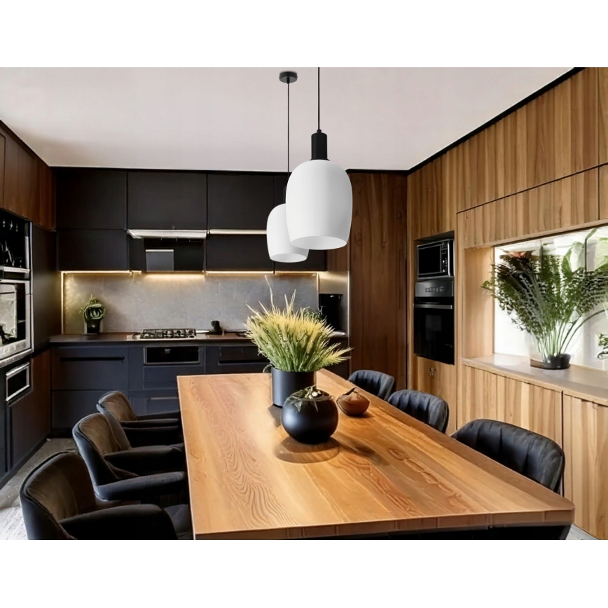 Lustră suspendată pe cablu WOLKEN 1xE27/40W/230V alb/negru