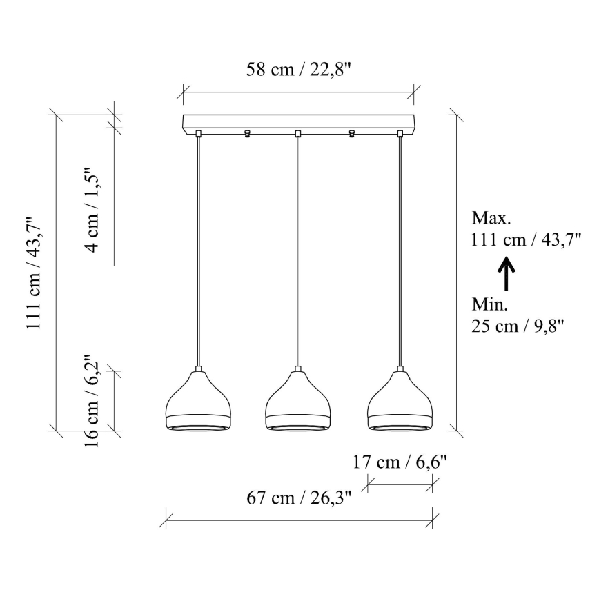 Lustră suspendată pe cablu YILDO 3xE27/40W/230V alb/auriu