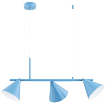 Lustră suspendată pe cablu ZELTA 3xE27/15W/230V, albastru