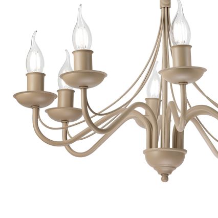 Lustră suspendată pe lanț ANTON, 8 x E14, 60 W, 230 V, bej