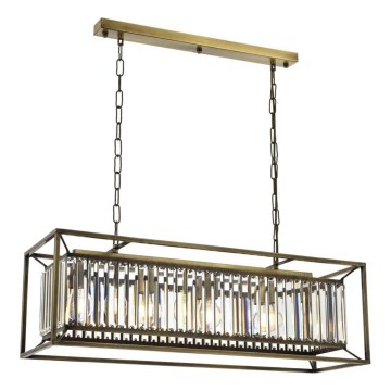 Lustră suspendată pe lanț CRYSTALLINE, 4xE27/6W/230V, finisaj bronz