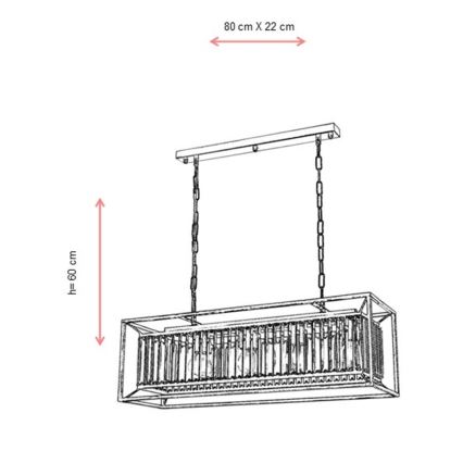 Lustră suspendată pe lanț CRYSTALLINE, 4xE27/6W/230V, finisaj bronz