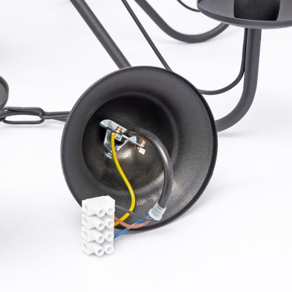 Lustră suspendată pe lanț MALBO, 8xE14/10W/230V, neagră