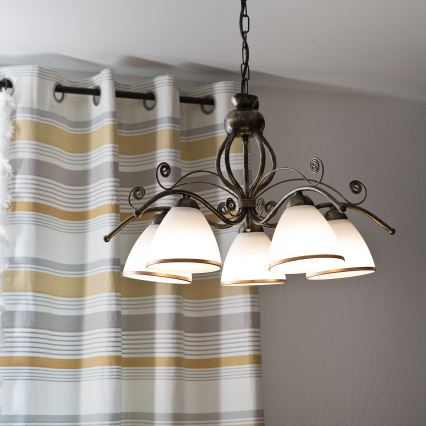 Lustră suspendată pe lanț RETRO II 5xE27/60W/230V, patină neagră