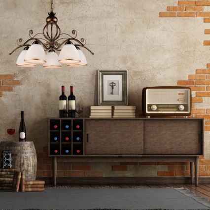 Lustră suspendată pe lanț RETRO II 5xE27/60W/230V, patină neagră