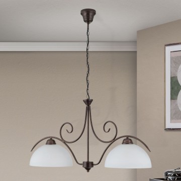 Lustra suspendată pe lanț RULA 2xE27/40W/230V alb/bronz