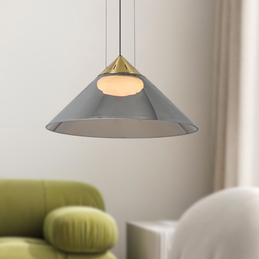 Lustră suspendată PRESTO pe cablu, 1xGX53/10W/230V, Ø 42 cm, auriu/gri fumuriu