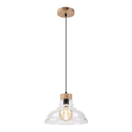 Lustră suspendată SINGLE 1xE27/60W/230V, diam. 28 cm, stejar