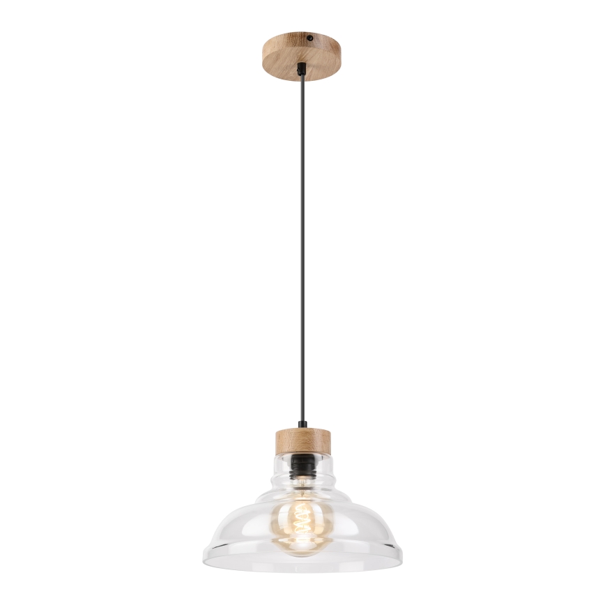 Lustră suspendată SINGLE 1xE27/60W/230V, diam. 28 cm, stejar