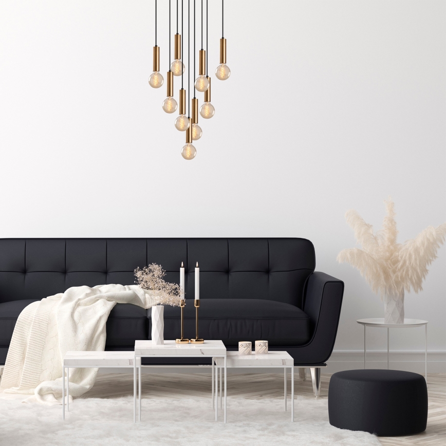 Lustră TEMPO cu cablu 9xE27/40W/230V, auriu