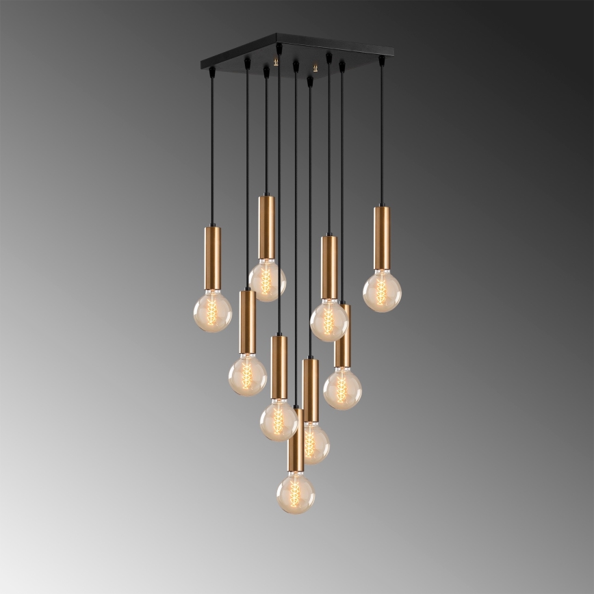 Lustră TEMPO cu cablu 9xE27/40W/230V, auriu