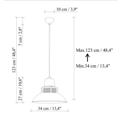 Lustră TIBET pe cablu 1xE27/40W/230V, portocalie