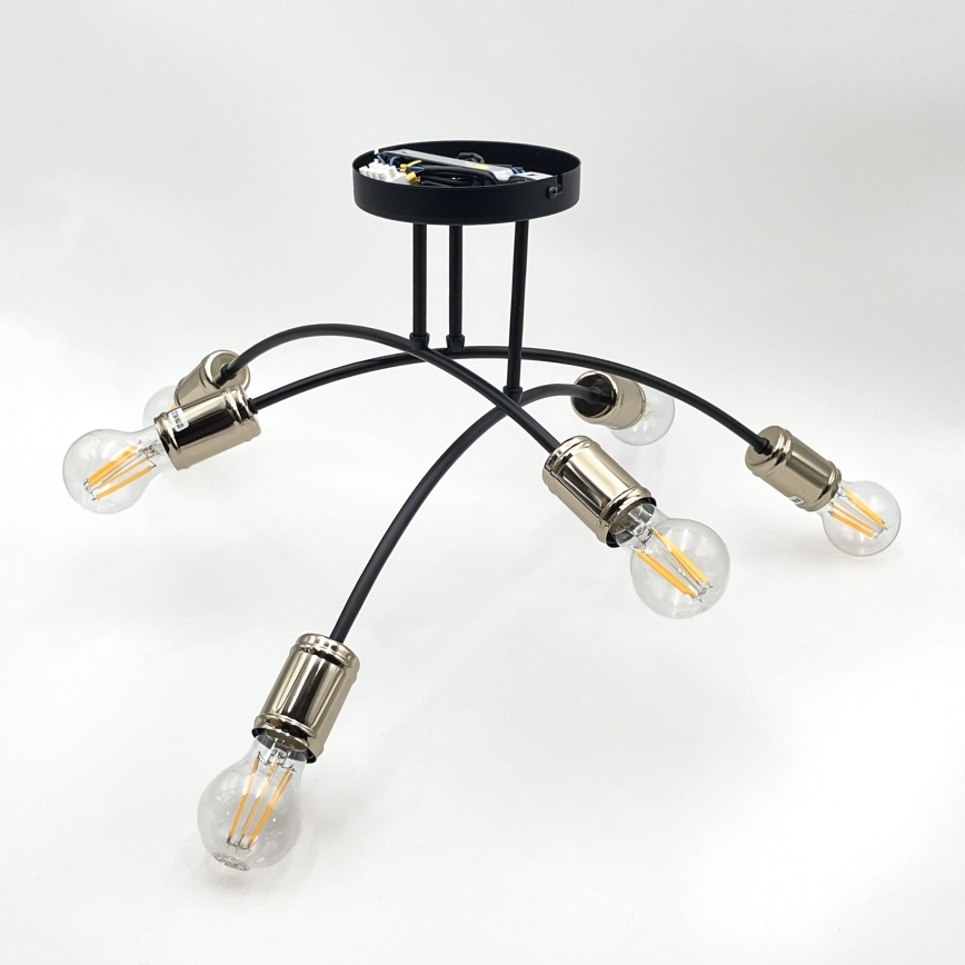 Lustru aplicat ANYA, 6 x E27, 15 W, 230 V, negru/auriu