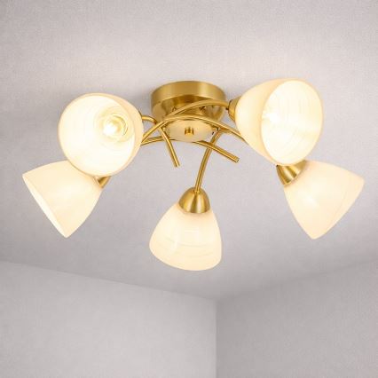 Lustru aplicat CLARA 5xE27/15W/230V auriu