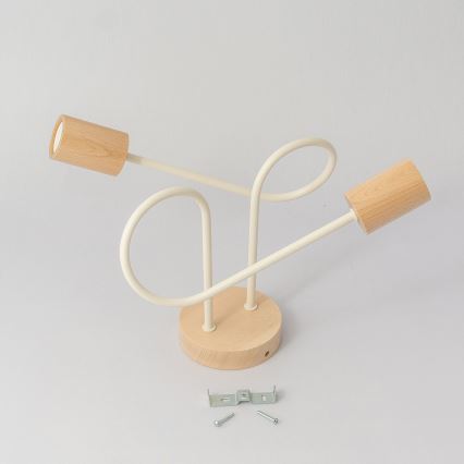 Lustru aplicat OXFORD 2xE27/15W/230V lemn de pin/crem