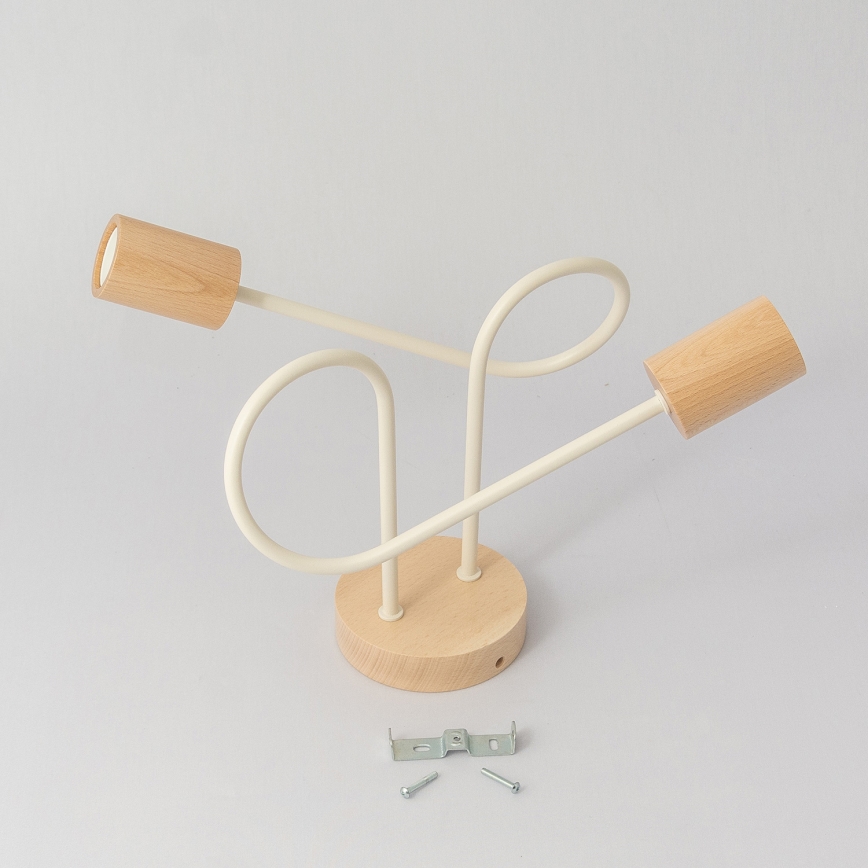 Lustru aplicat OXFORD 2xE27/15W/230V lemn de pin/crem