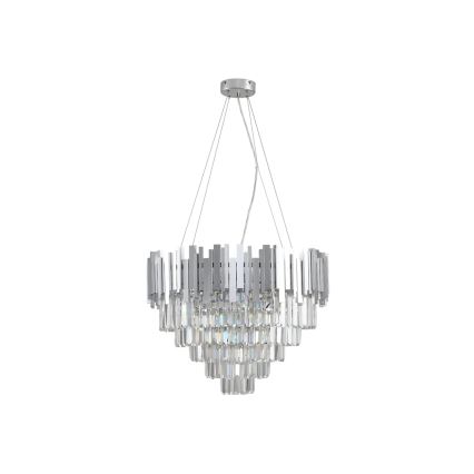 Lustru cu cristale pe cablu PLAZA 9xE14/40W/230V Ø 60 cm argintiu