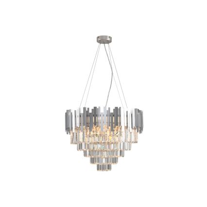 Lustru cu cristale pe cablu PLAZA 9xE14/40W/230V Ø 60 cm argintiu