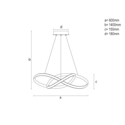Lustru LED dimabil suspendat pe cablu, 85 W, 230 V, 3000–6500 K, Ø 60 cm, cu telecomandă