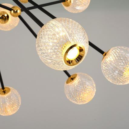 Lustru LED GELA pe tijă 16xLED/5W/230V 3000K negru/auriu