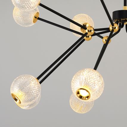 Lustru LED GELA pe tijă 16xLED/5W/230V 3000K negru/auriu