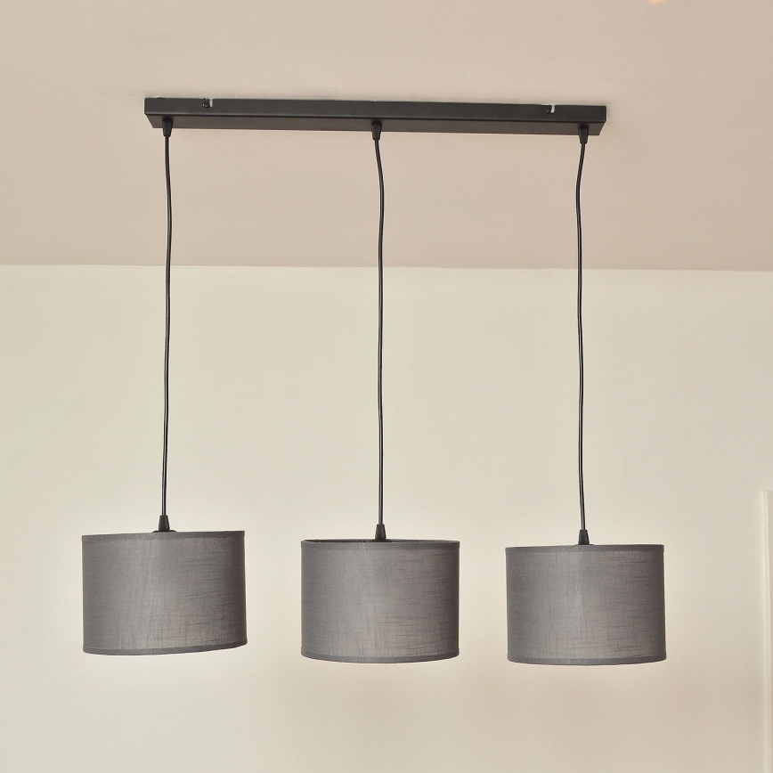 Lustru pe cablu ALBA 3xE27/15W/230V gri