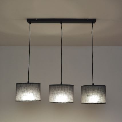 Lustru pe cablu ALBA 3xE27/15W/230V gri