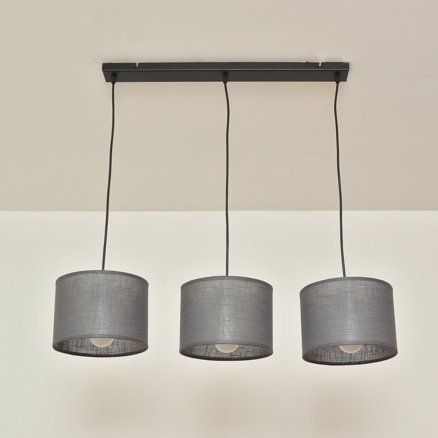 Lustru pe cablu ALBA 3xE27/15W/230V gri