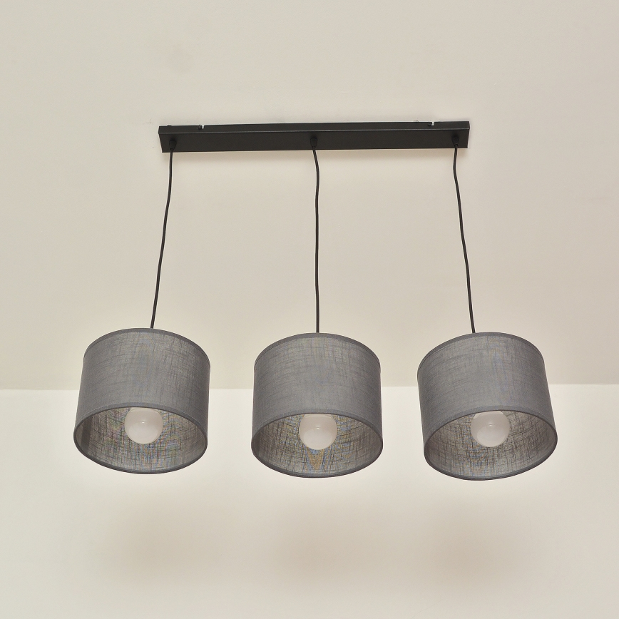 Lustru pe cablu ALBA 3xE27/15W/230V gri