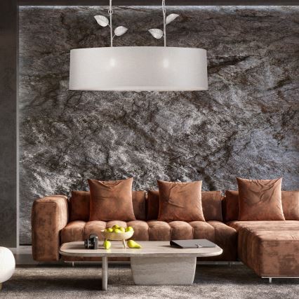 Lustru pe lanț NOEMI, 2 x E27/60W/230V, argintiu/patină albă