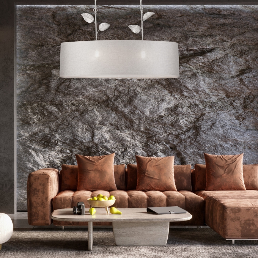 Lustru pe lanț NOEMI, 2 x E27/60W/230V, argintiu/patină albă