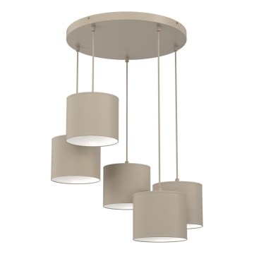 Lustru suspendat pe cablu ARDEN 5xE27/15W/230V Ø 58 cm bej