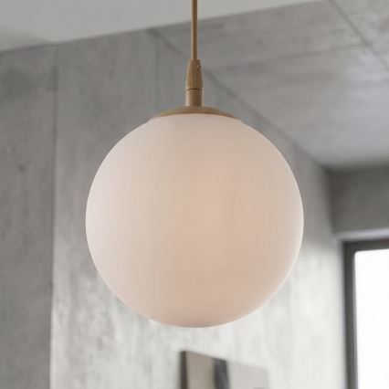 Lustru suspendat pe cablu COSMO 1xE14/10W/230V Ø 14 cm bej/alb