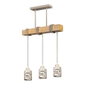 Lustru suspendat pe cablu ELEN 3xE27/35W/230V bej/auriu/maro