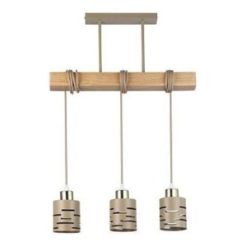 Lustru suspendat pe cablu ELEN 3xE27/35W/230V bej/auriu/maro