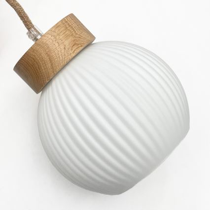 Lustru suspendat pe cablu LOOMIS, 5x E27 / 15 W / 230 V, 130 cm, bej/stejar