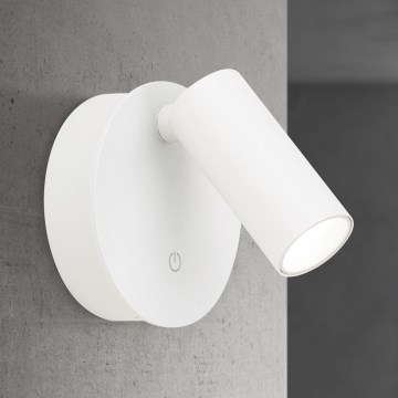 LUXY Aplica spot LED de perete, reglabilă, reîncărcabilă, cu control tactil, LED/1W/5V, 2200 mAh, 2700/3000/4000K, alb