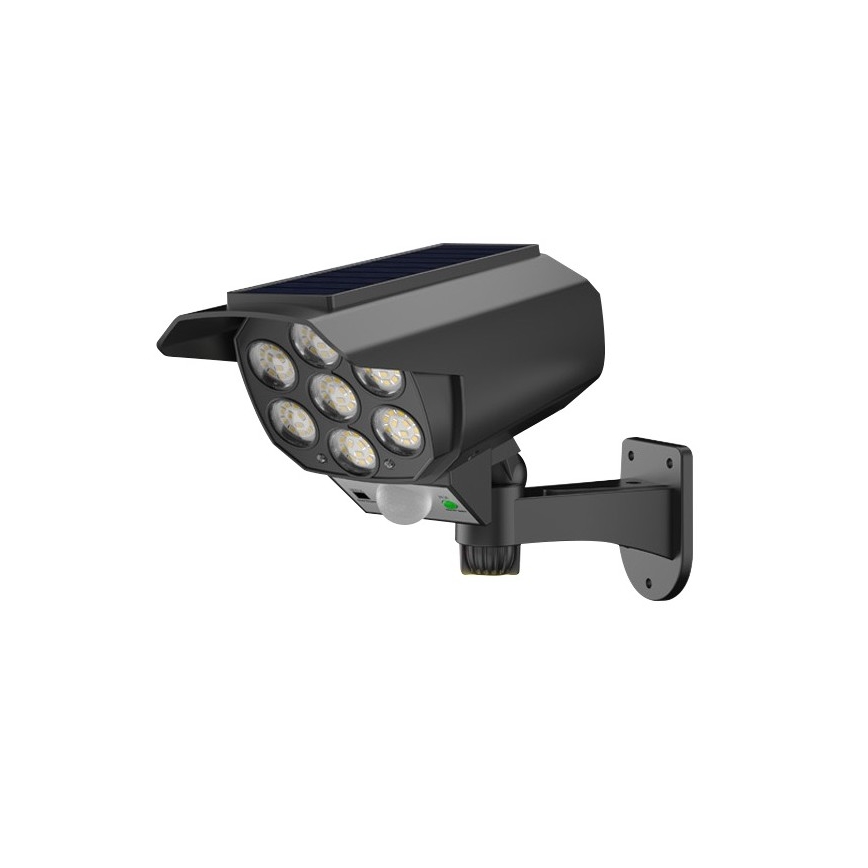 Cameră dummy LED de supraveghere cu senzor și panou solar, LED 5W/5,5V, 800 mAh, IP65 + telecomandă