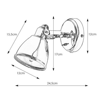 Markslöjd 104048 - Aplică perete FJÄLLBACKA 1xE14/40W/230V alamă