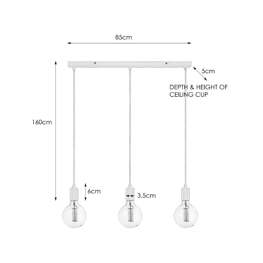 Markslöjd 106335 - Lustră pe cablu SKY 3xE27/60W/230V
