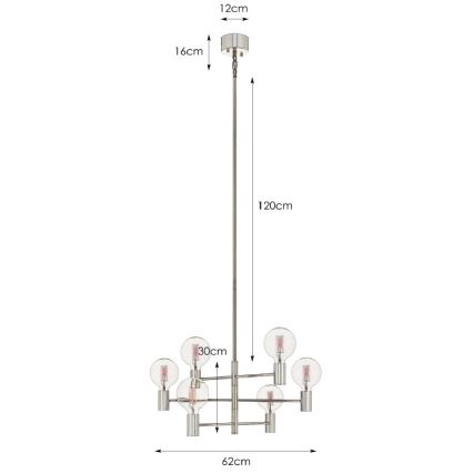 Markslöjd 106418 - Lustră pe tijă CAPITAL 6xE27/60W/230V alamă