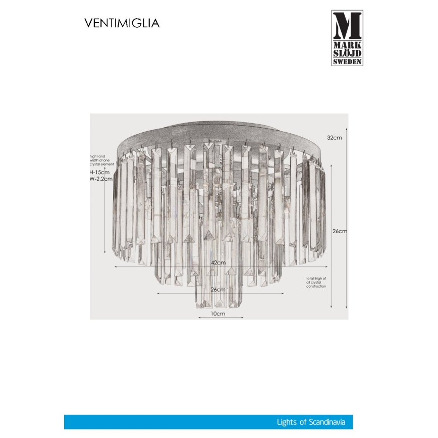 Markslöjd 106563 - Plafonieră de cristal VENTIMIGLIA 4xE14/40W/230V