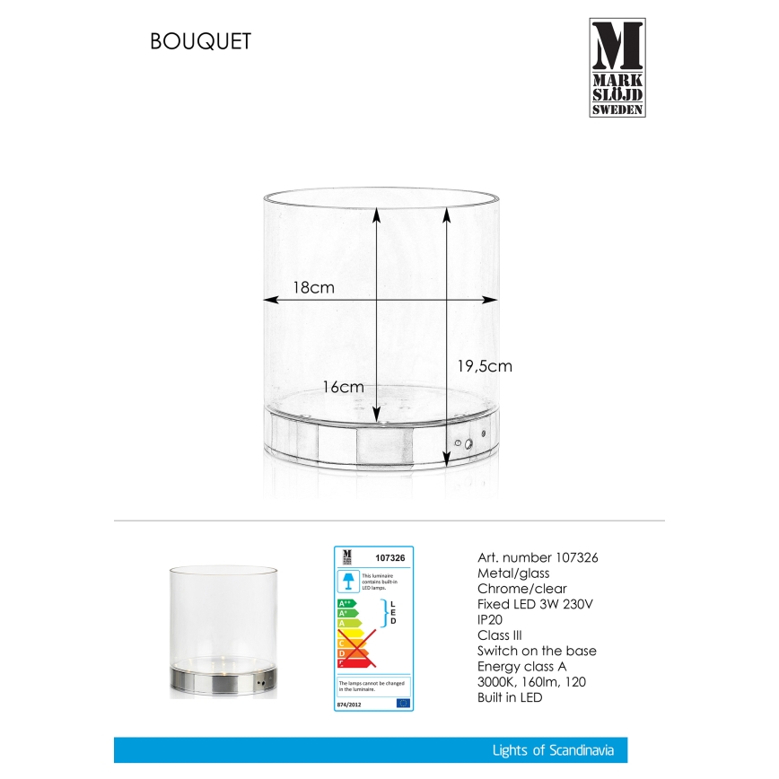 Markslöjd 107326 - LED Veioză de masă BOUQUET LED/3W/230V